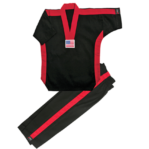 Black with Red V-Neck Uniform